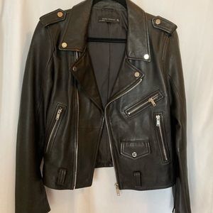 Zara genuine/real leather moto jacket